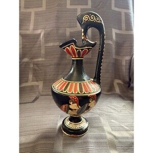 Vintage Museum Replica Ancient Greek Oinochoe pitcher 500 BC 8” Guards On Watch